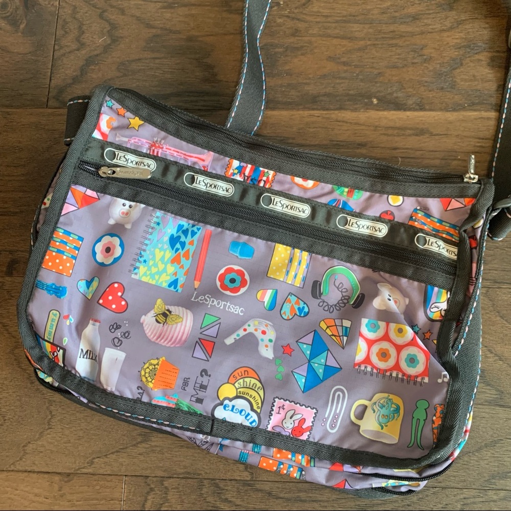 Lesportsac School Themed Crossbody Messenger Bag Purse Gem
